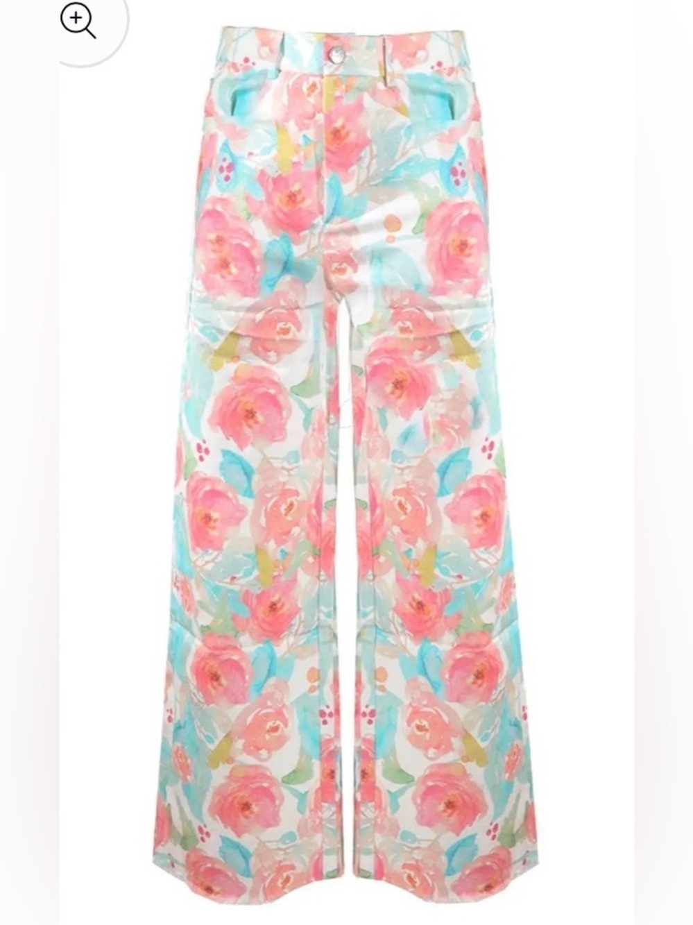NWT Elsie & Fred Floral Print jeans sz small new wide straight leg